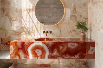 Red Agate Onyx Marble Sink