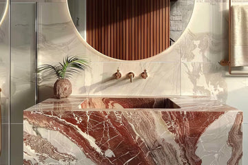 Red Marble Bathroom Vanity Sink
