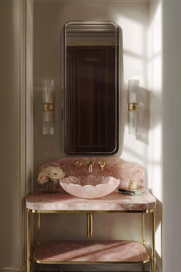 Rose Quartz Crystal Marble Sink